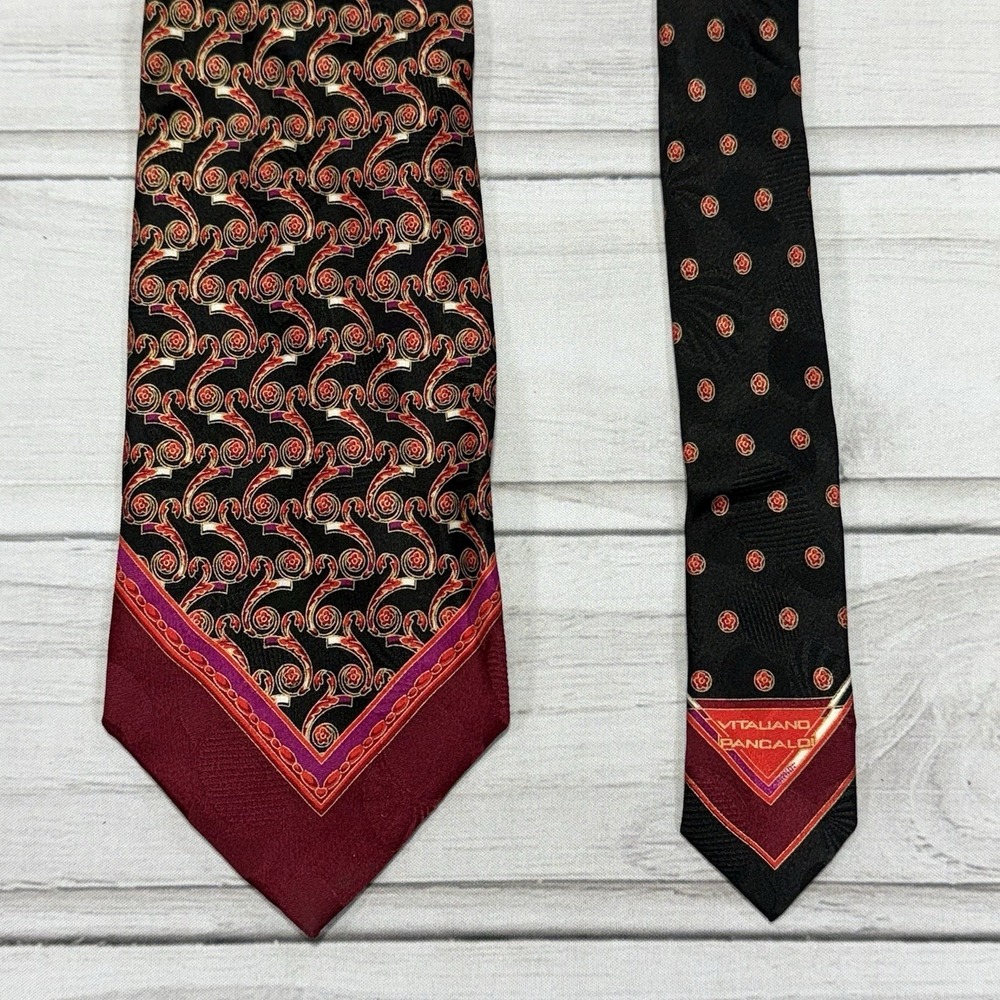 Vitaliano Pancaldi Tie Red Blue Black Geometric Necktie Silk The Forum Italy